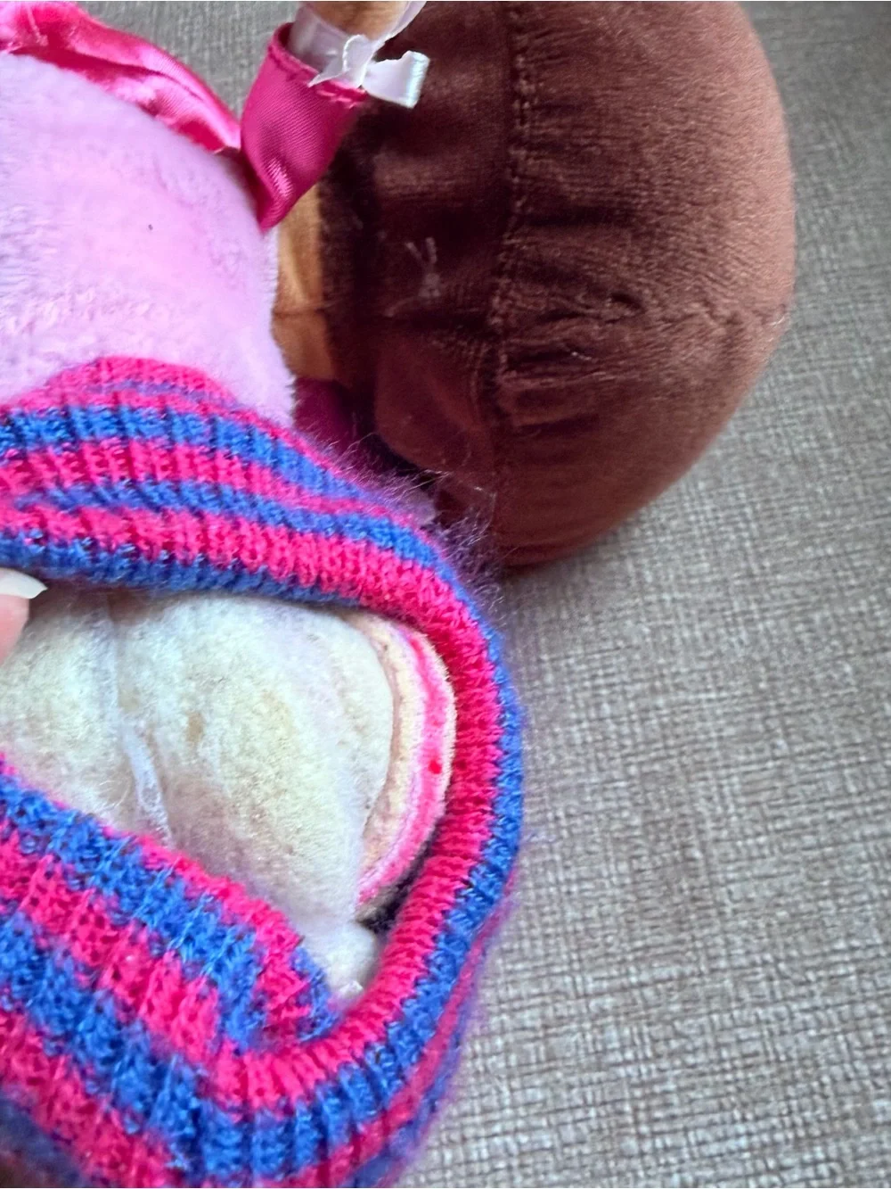 Vintage Y2K Girls Dora Pink Plush Slipper with Doll Accent